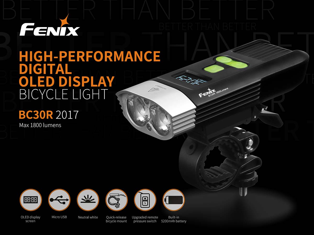 Fenix BC30R 2017 Cree Neutral White LEDS USB Rechargeable Bike Headlight+Battery