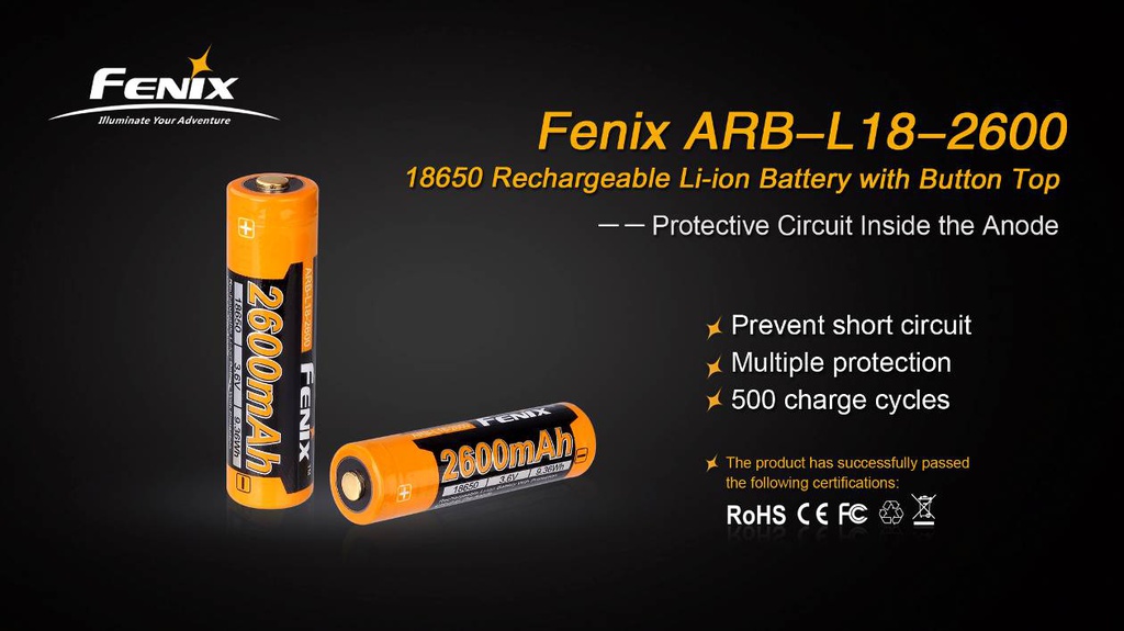 Fenix 18650 ARB-L18-2600 Li-ion Rechargeable Battery 