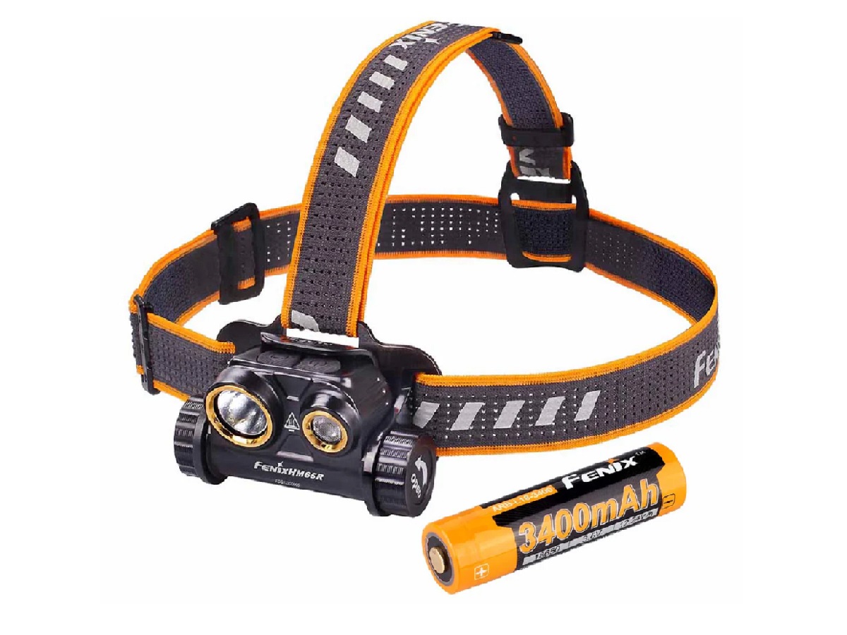 Fenix HM65R Dual Light Rechargeable Headlamp + Extra 3400 Battery